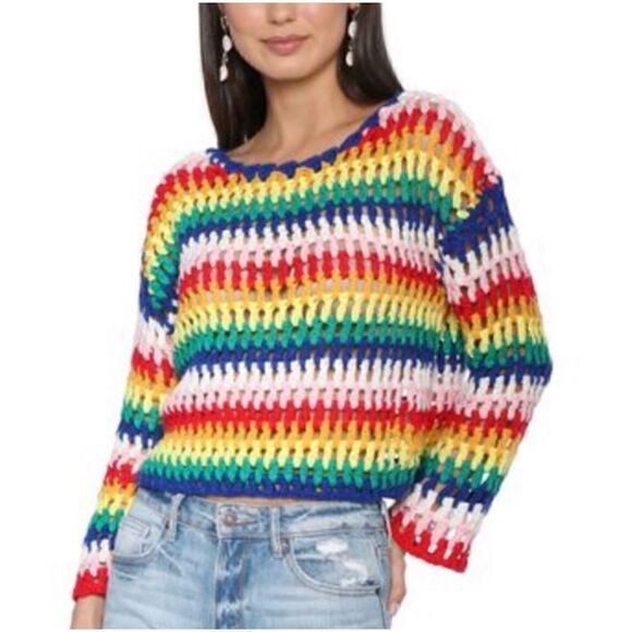 SWEATER Sweaters - DARAH DAHL Rainbow Loose Knit Sweater